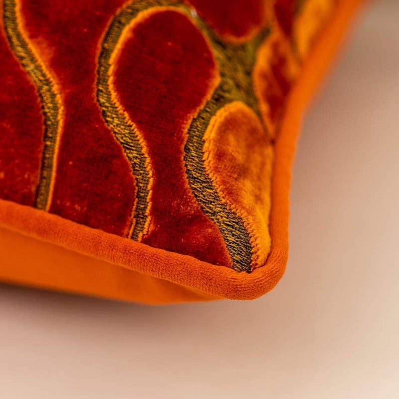 Yangest Orange Square Throw Pillow Cover Wavy Velvet Cushion Cover Modern Zippered Pillowcase for Sofa Couch Bedroom Living Room Chair, 20 x 20 Inch - Image 5
